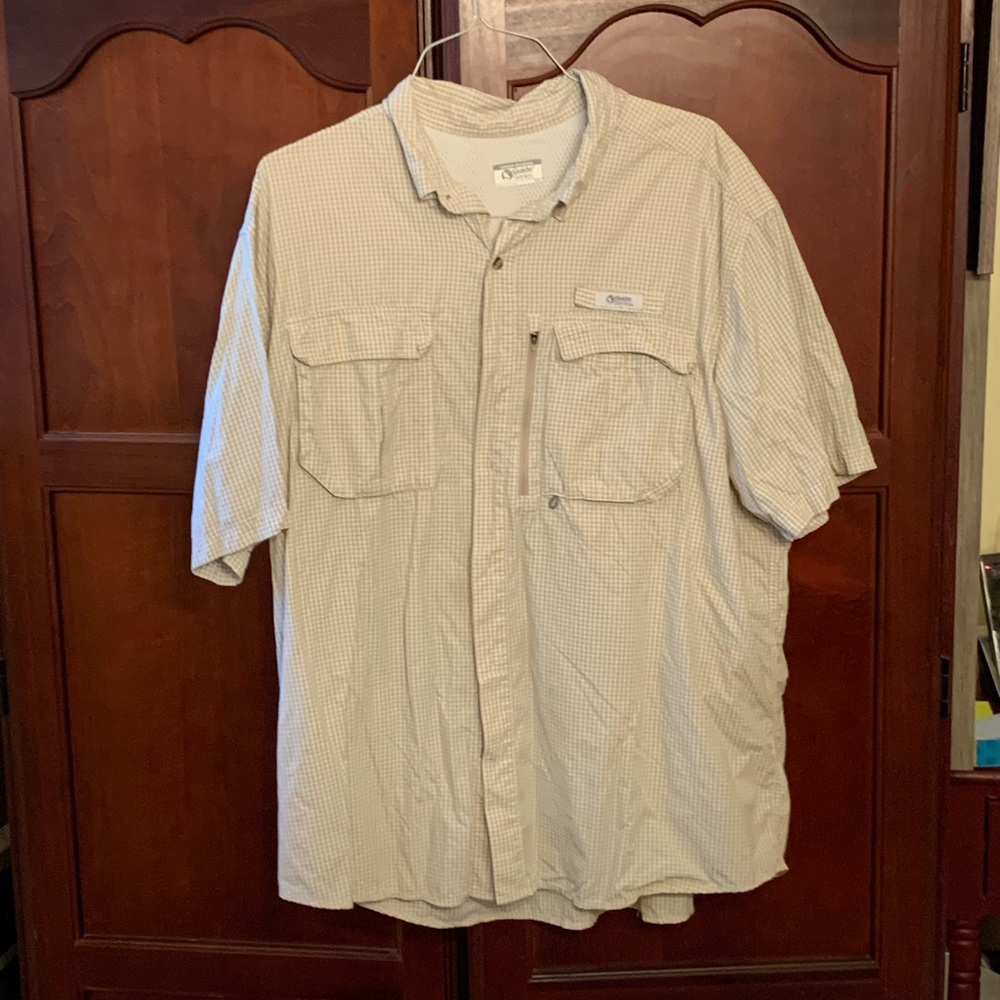 Gander Mountain Guide Series Mens 2xl shirt, short sleeve vented, beige checked